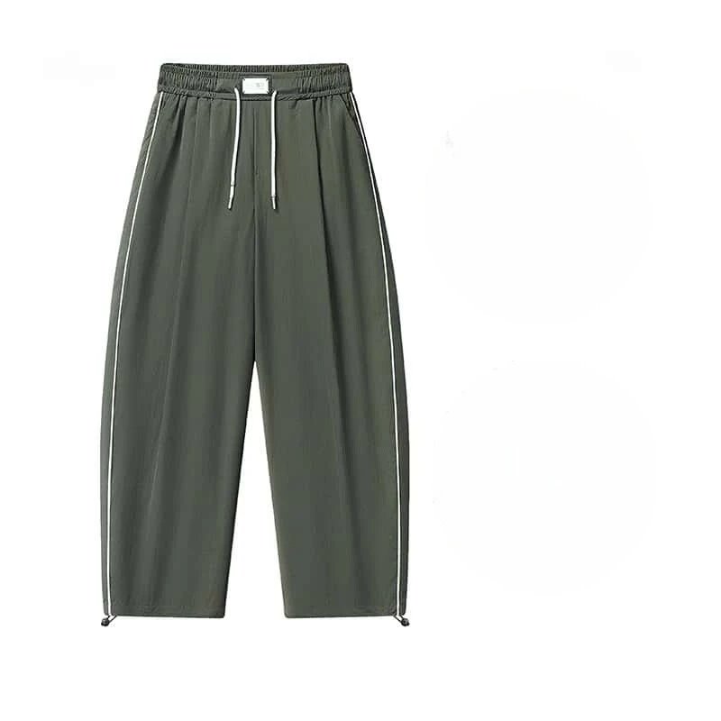 Design Wide-Leg Track Pants Black with White Side Stripes Sweatpants - 6