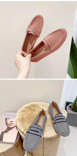 Design Loafers Dusty Rose Mesh Slip-On Casual Shoes - 34