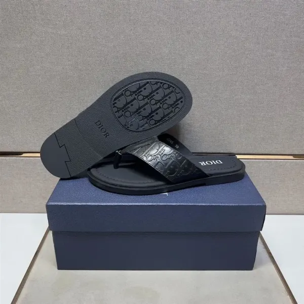 Dior Oblique Logo Slide Sandals Black Slippers - 7