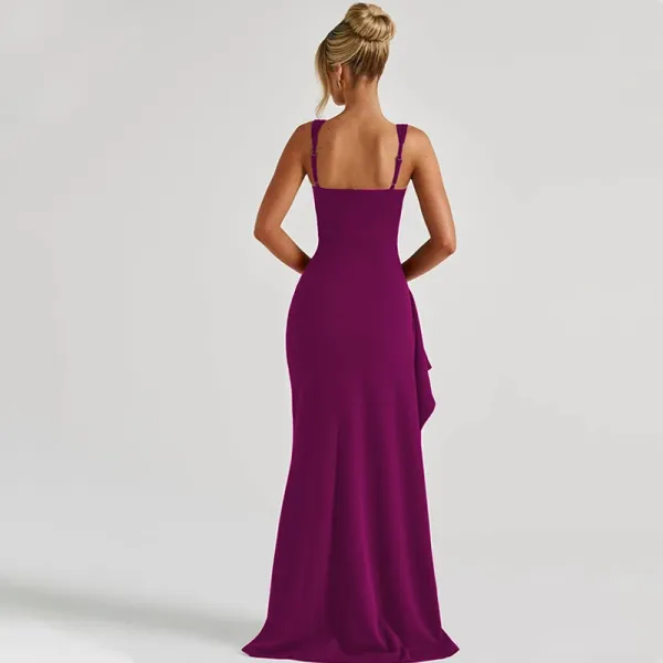 Design White Ruched High-Slit Maxi Dress - 54