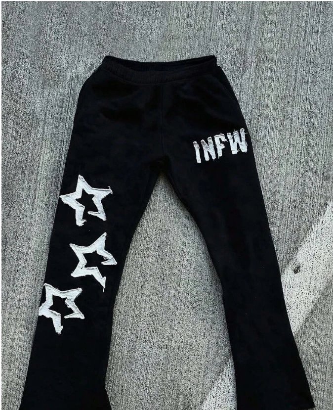 Design Saint Tears Sweatpants Brown with Patchwork and Side Lettering Sweatpants - 3