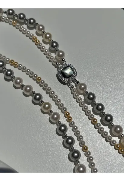 Design Multi-Strand Pearl Bracelet with Iridescent Center Stone Jewelry - 22