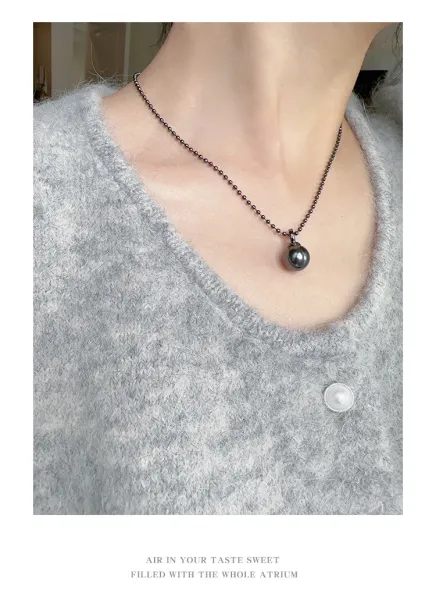 Design Black Pearl Bead Necklace Jewelry - 24