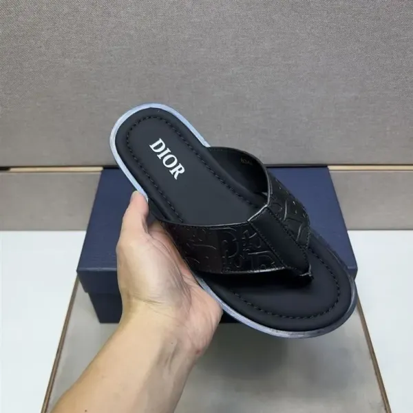 Dior Oblique Logo Slide Sandals Black Slippers - 12