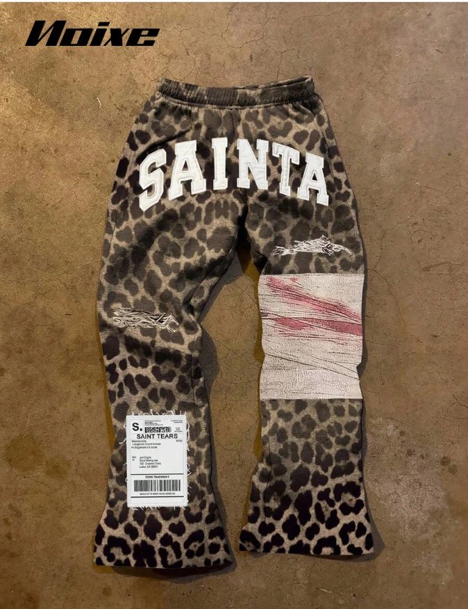 Design Saint Tears Sweatpants Brown with Patchwork and Side Lettering Sweatpants - 11