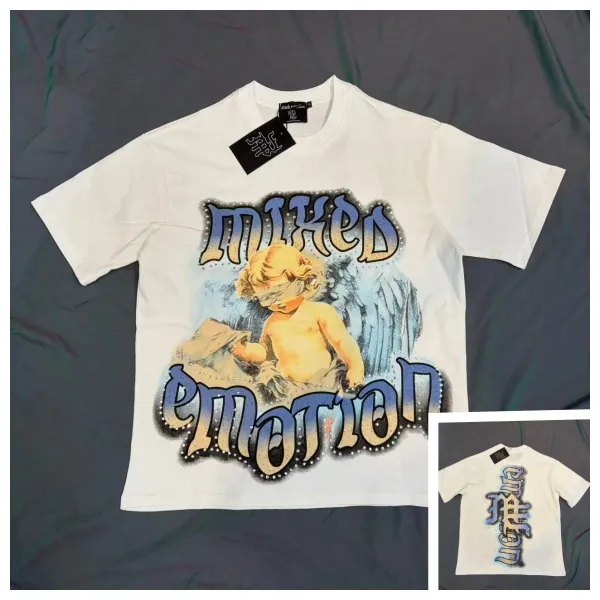 Design Mixed Emotion Graphic Print White T-Shirt - 1