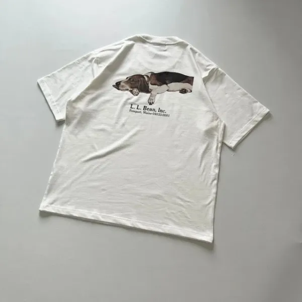 Design L.L. Bean Inc. Duck and Basset Hound Graphic T-Shirt White / Heather Gray T-Shirts - 17