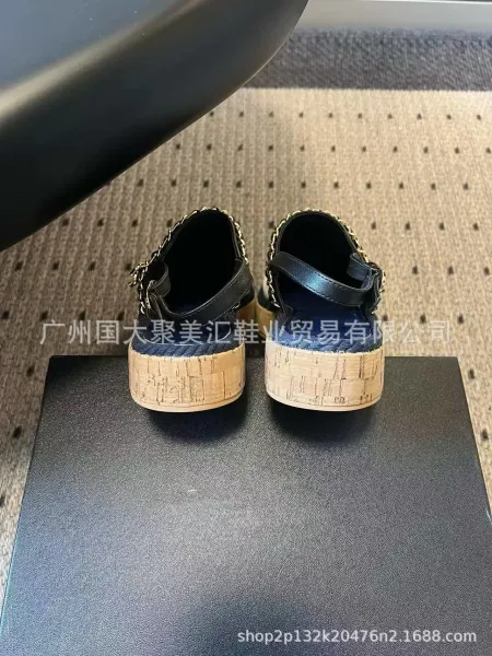 Chanel Mary Jane Espadrilles Navy and White Print Canvas Shoes Casual Shoes - 19