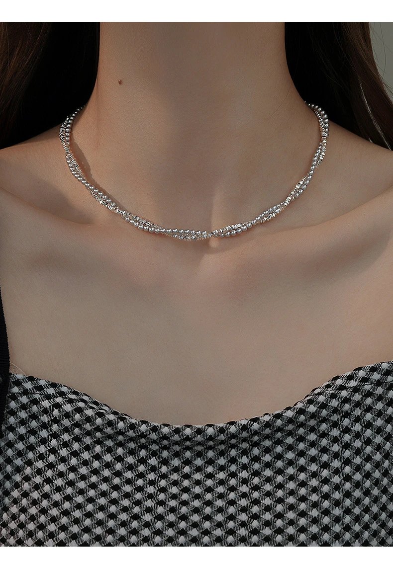 Design Pearl and Crystal Double-Strand Choker Necklace Jewelry - 25