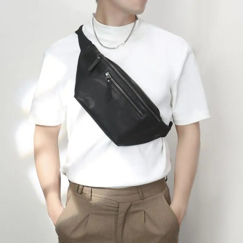 Black Leather Fanny Pack Waist Bag