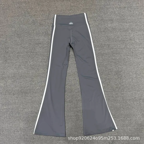 Alo Yoga Studio Line Gray with White Stripe Activewear Set - 5