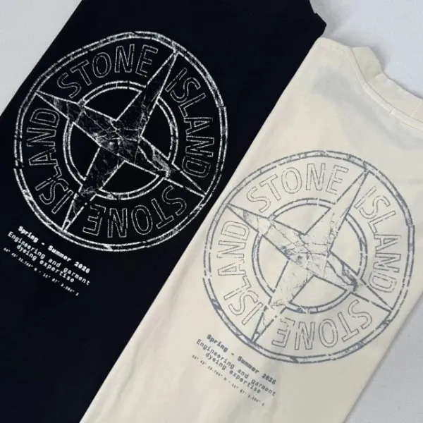 Stone Island Compass Logo Print Black T-Shirt - 19