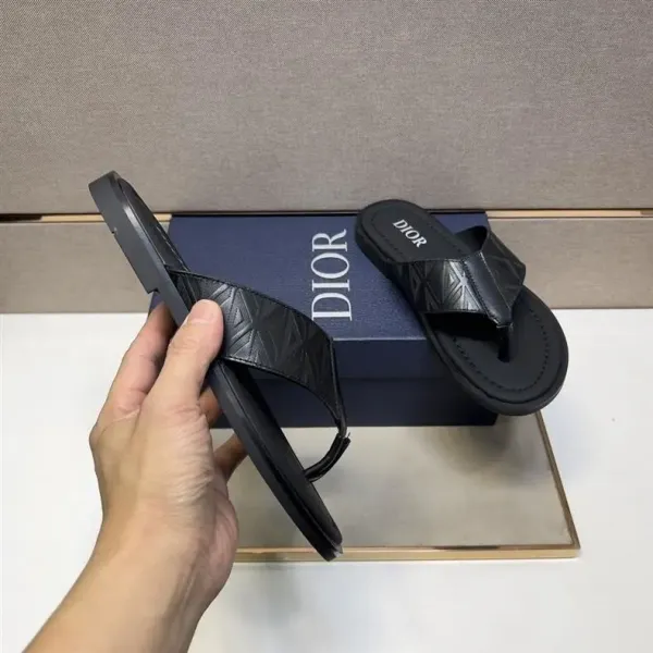 Dior Oblique Logo Slide Sandals Black Slippers - 18