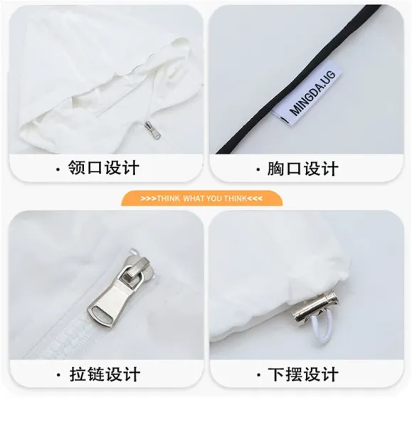 Design MINGDA LIG White Windbreaker Jacket Outerwear.windbreaker - 5