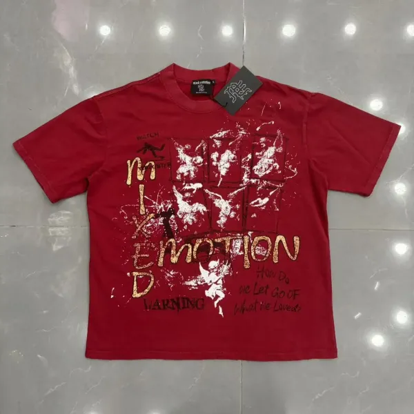 Design Mixed Emotion My Emotion Warning Red Graphic T-Shirt T-Shirts - 1