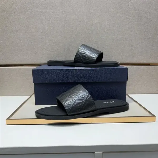 Dior Oblique Logo Slide Sandals Black Slippers - 21