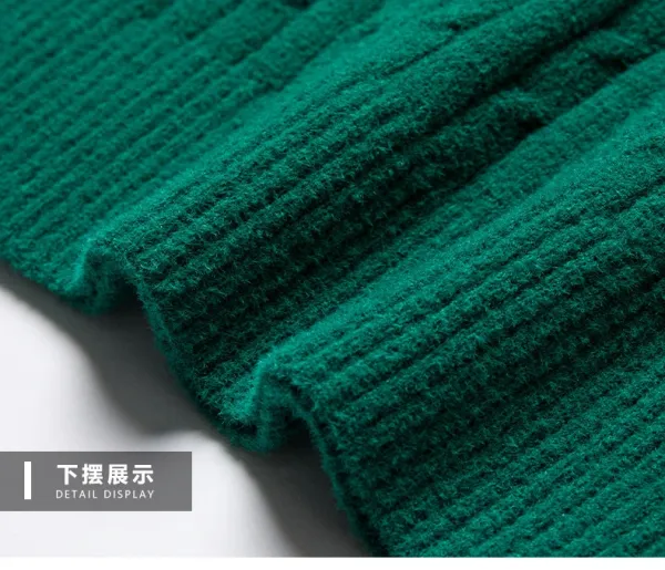 Design Cable Knit V-Neck Vest Green Vest Top - 20