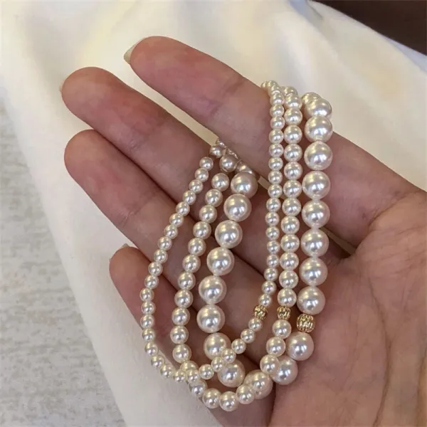 Design Pearl Bead Bracelet Set Silver 3mm / 4mm / 6mm Bracelets Jewelry - 5