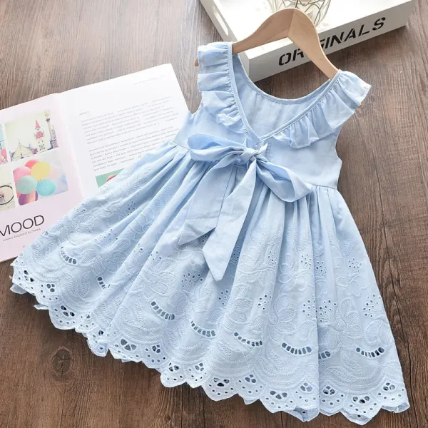 Design Eyelet Lace Dress in Sky Blue - 4