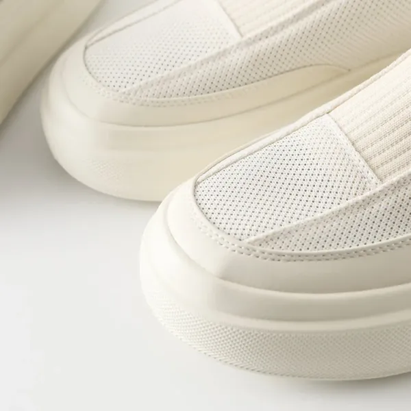 Design Slip-On Platform Sneakers Beige - 14