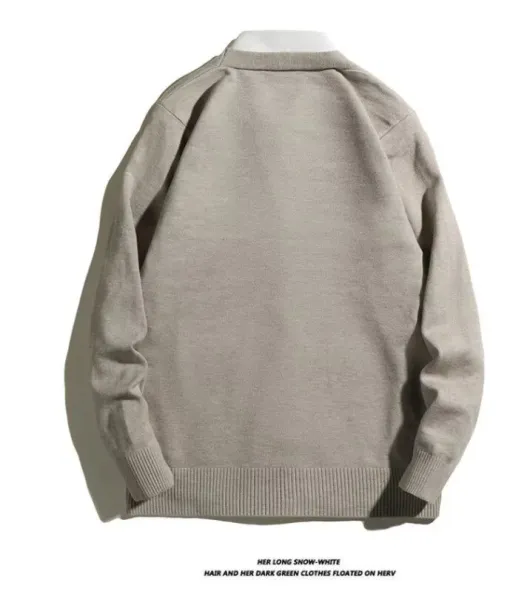 Design V-Neck Button-Up Cardigan Gray Sweater Outerwear.cardigan - 15