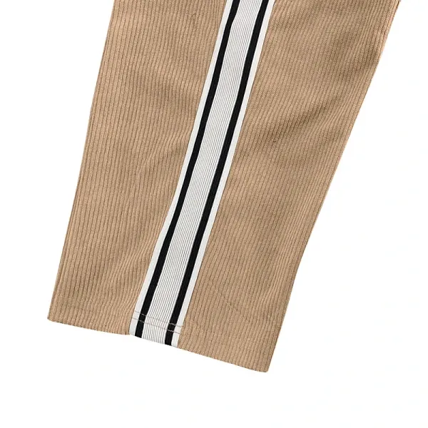 Design Corduroy Track Pants Black with White Stripes Sweatpants - 37