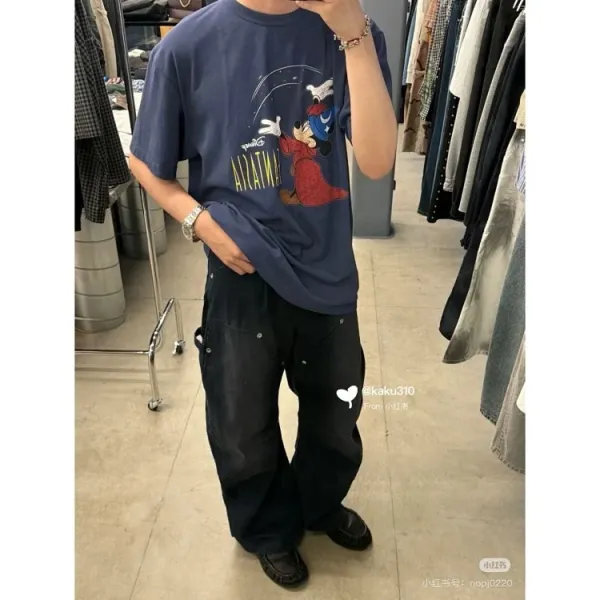 Design Disney Fantasia Mickey Mouse Graphic Oversized T-Shirt Gray T-Shirts - 6