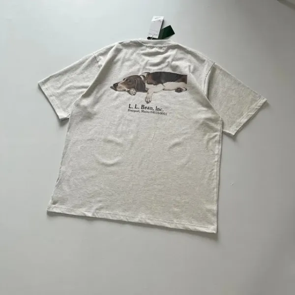 Design L.L. Bean Inc. Duck and Basset Hound Graphic T-Shirt White / Heather Gray T-Shirts - 18