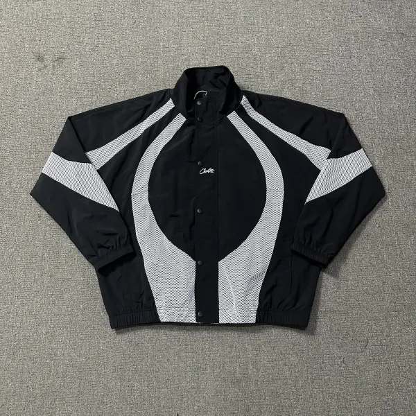 Corteiz Mesh Panel Windbreaker Jacket Black White Pink Outerwear - 8