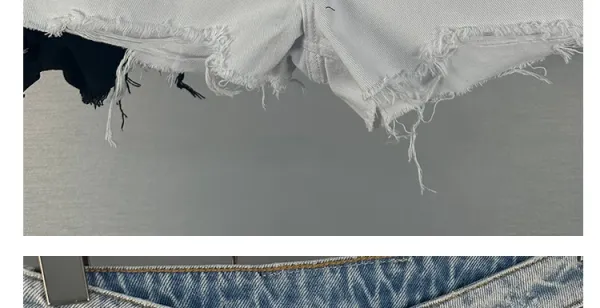 Design Distressed High-Waisted Frayed Hem Denim Shorts - 17