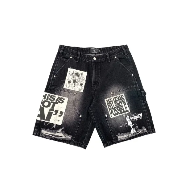 Design Mind & Vision Logo Print Light Wash Jeans - 22
