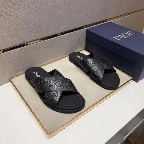 Dior Oblique Logo Slide Sandals Black Slippers - 44