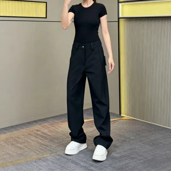 Design Wide-Leg Tailored Trousers Black Pants - 6