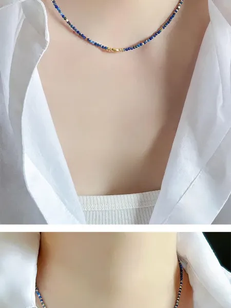 Design Lapis Lazuli Teardrop Pendant Necklace Gold Jewelry - 8