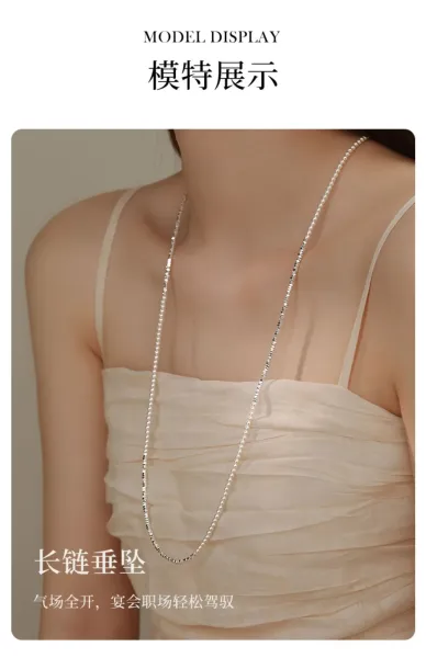 Design Pearl Chain Necklace with Magnetic, Yuanbao, and PAT Clasps Silver Jewelry - 6