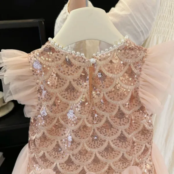 Design Mapplethorpe Pink Pearl-Trimmed Tulle Dress with Bow Accent Dress - 16