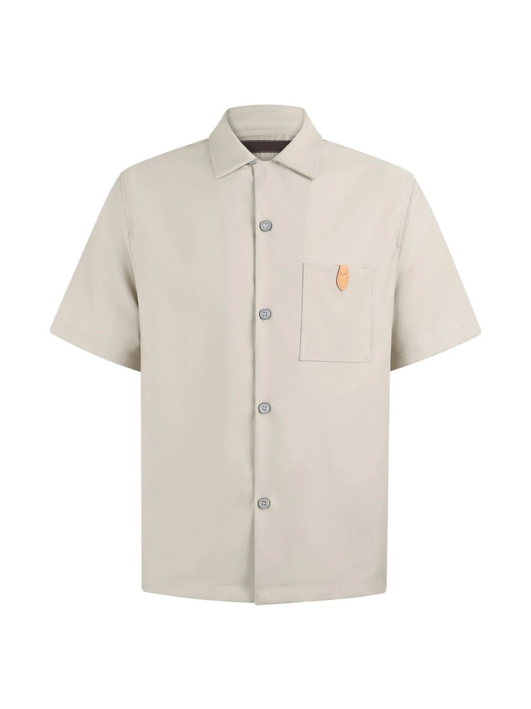 Design Short-Sleeve Button-Up Shirt Beige Tops Shirt - 3