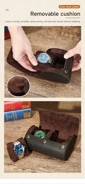 Design Leather Roll-Up Case Brown Accessory Wallets - 6