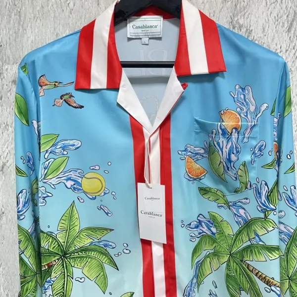 Casablanca Tropical Print Silk Shirt Blue - 5