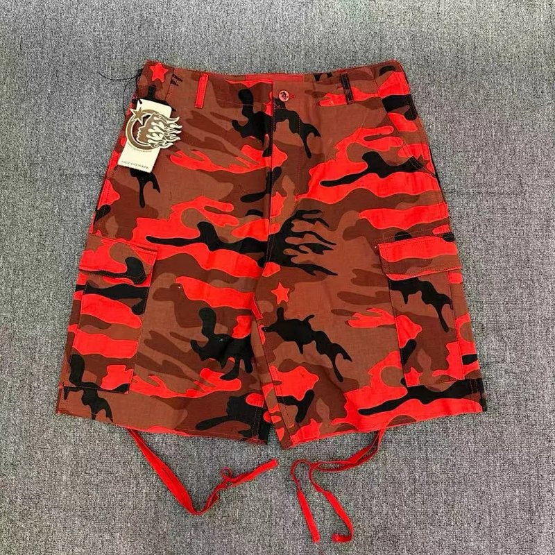 Camo Cargo Shorts Red Black Brown