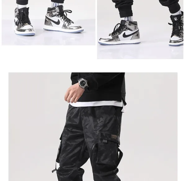 Design Cargo Pants Light Gray with Adjustable Straps and Utility Pockets - 13