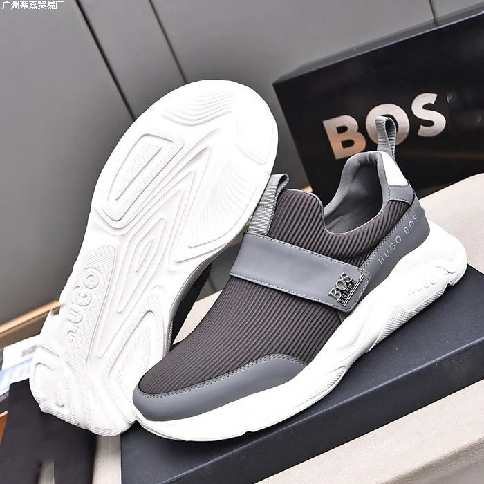 Hugo Boss Slip-On Sneakers Gray and White - 16