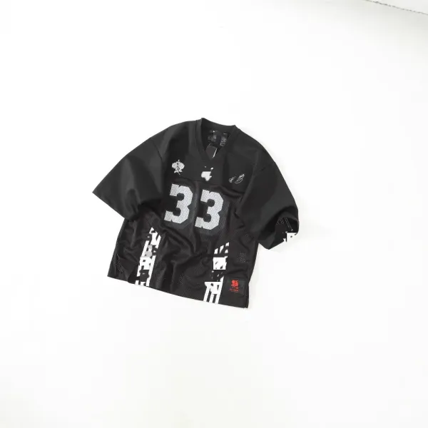 Design Mesh Football Jersey Black with Number 33 - 1