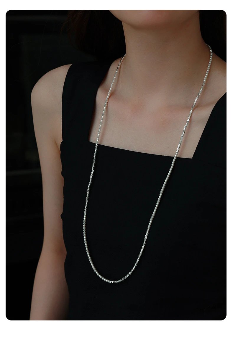 Design Pearl Chain Necklace with Magnetic, Yuanbao, and PAT Clasps Silver Jewelry - 15