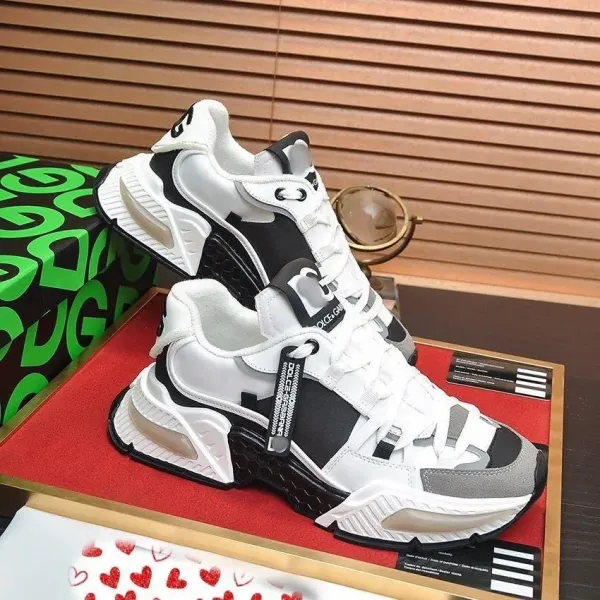 Dolce & Gabbana DG Biker White Black Gray Chunky Sneakers - 1