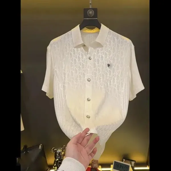 Dior Oblique Pattern Knit Shirt White - 3