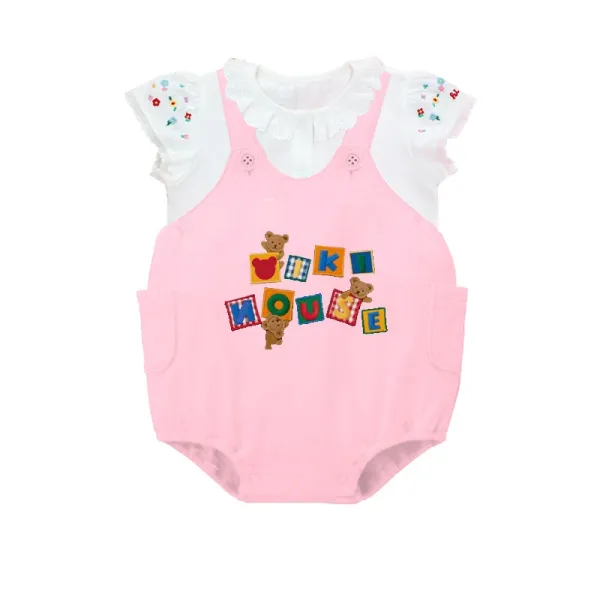 Design Mickey Mouse Block Print Pink Baby Romper Clothing - 7