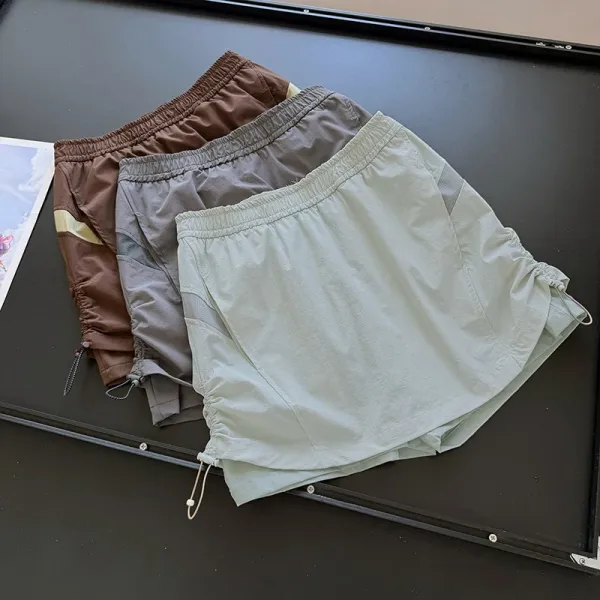 Design Lightweight Mesh-Panel Drawstring Shorts Sage Green - 7