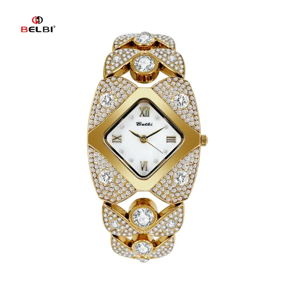 Design BELBI Diamond-Encrusted Gold-Tone Quartz Watch Watches - 16