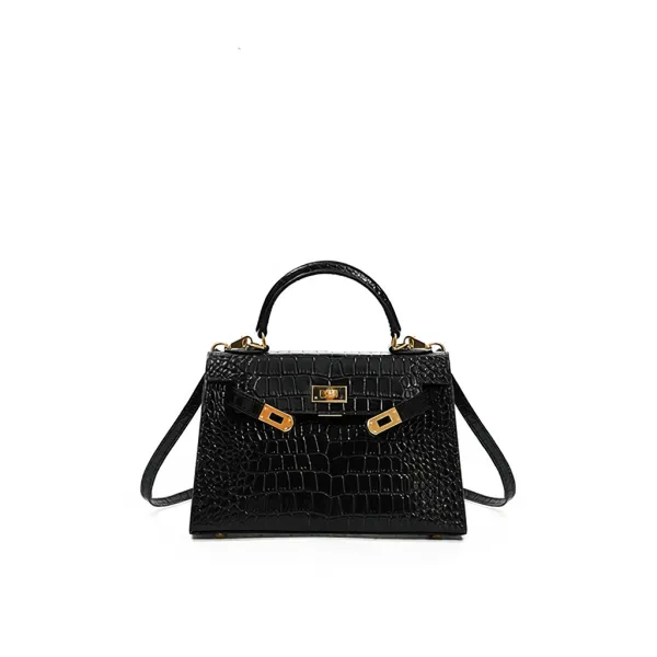 Hermès Kelly Mini Crocodile Black Gold Hardware Handbag - 1